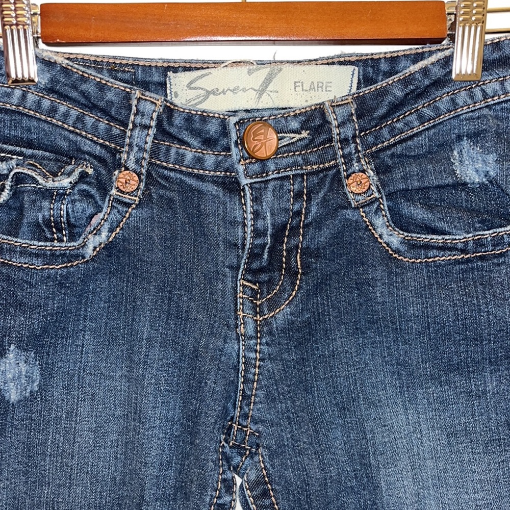 Seven7 Flare Distressed Jeans - Picture 3 of 12